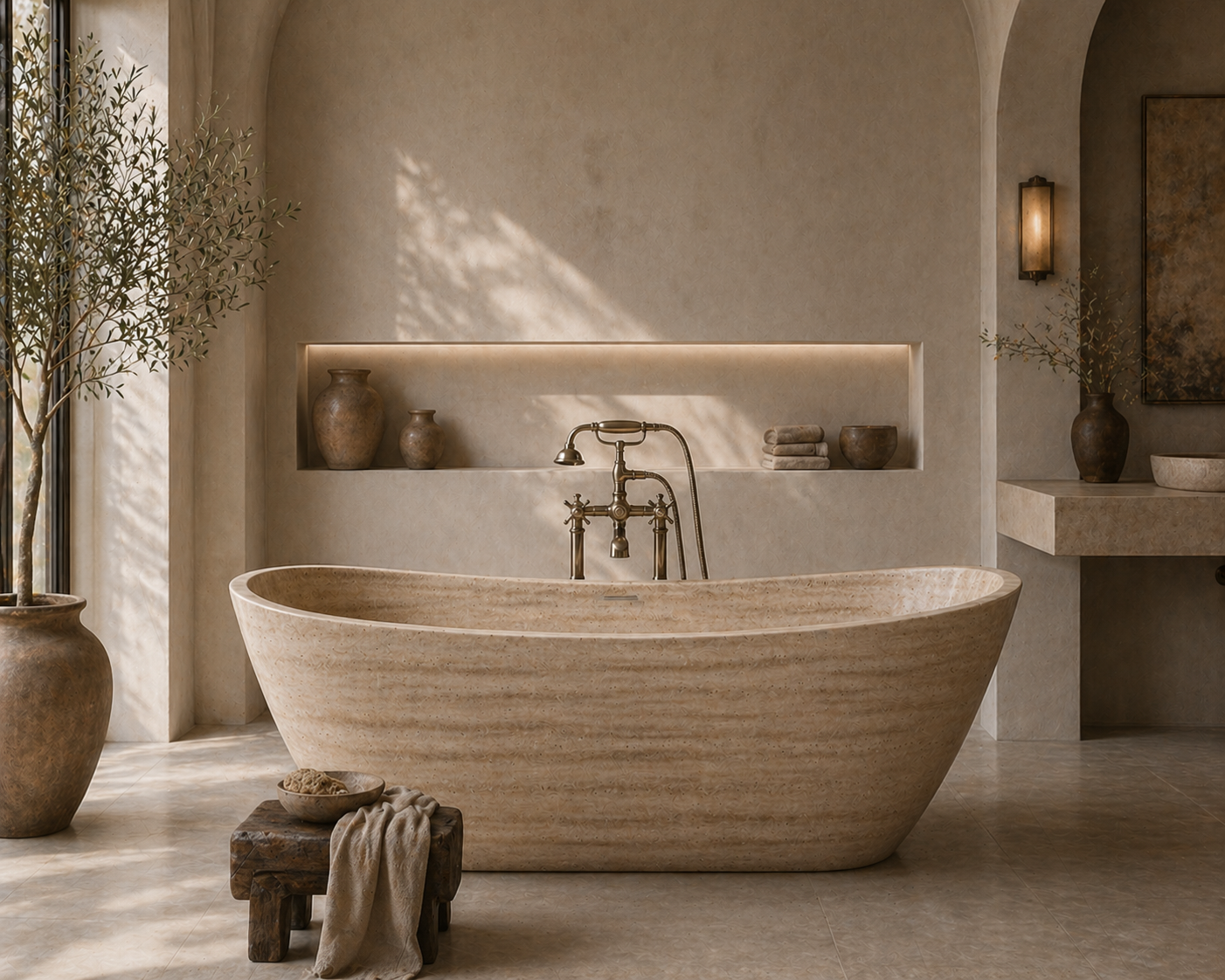 Travertine Atelier Tub